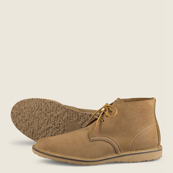 Red Wing Mens Heritage Shoes - Weekender - Chukka Muleskinner Leather - Khaki - ZTG814023